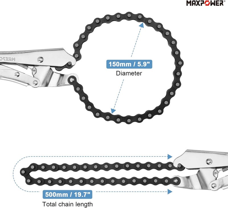 Max Power 9-Inch Locking Chain Clamp with 19.7-Inch Chain, 2 Pack - Image 2